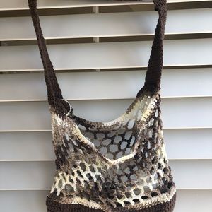 Handmade hobo crochet purse vegetable farmers market boho beach bag tote